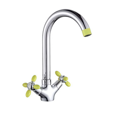 смеситель кухня Gota Rocio 1/2" керамика крест, высокий излив, крепеж гайка, салат "Oliva" G333344