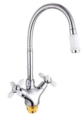 смеситель кухня Gota Rocio 1/2" керамика крест высокий гибкий излив гайка "Oliva" G332541