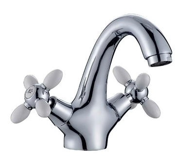 смеситель умывальник Gota Rocio 1/2" керамика крест, литой излив, крепеж гайка "Oliva" G331041