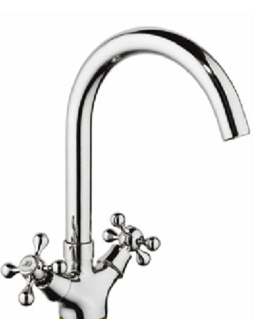 смеситель кухня D-Lin 1/2" высокий излив, керамика крест (D151810-Е) арт. 051713 латунь