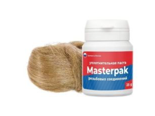 Комплект паста уплотнительная (вода, пар, 25гр) Masterpak+ лен (030250)
